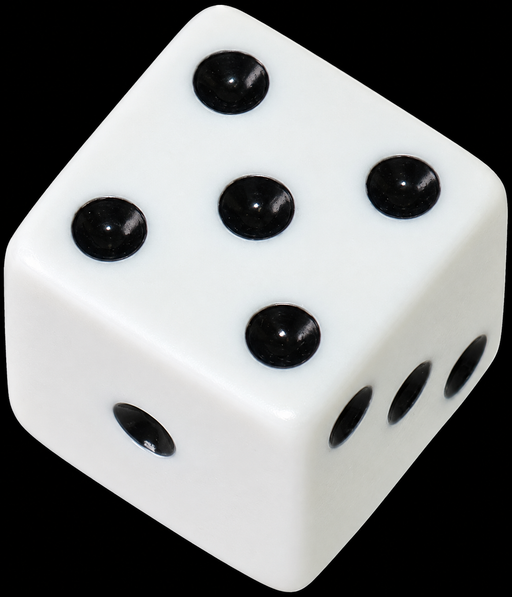Die 1 White Economy w/ Black Spots 19mm - Merchant of Magic Magic Shop