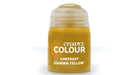 Yellow paint jar labeled 'Citadel Colour' on a white background
