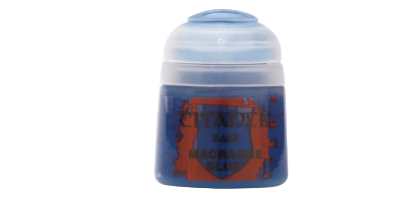 Blue paint jar with 'Citadel' branding on a white background
