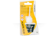 Plastic glue bottle with packaging on a white background