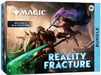 Magic: The Gathering Reality Fracture Bundle box art showing illustrated fantasy battle artwork, with visible Magic branding, 'Includes 9 Play Boosters,' '13+' age icon, and 'Bundle' text on a blue side panel.