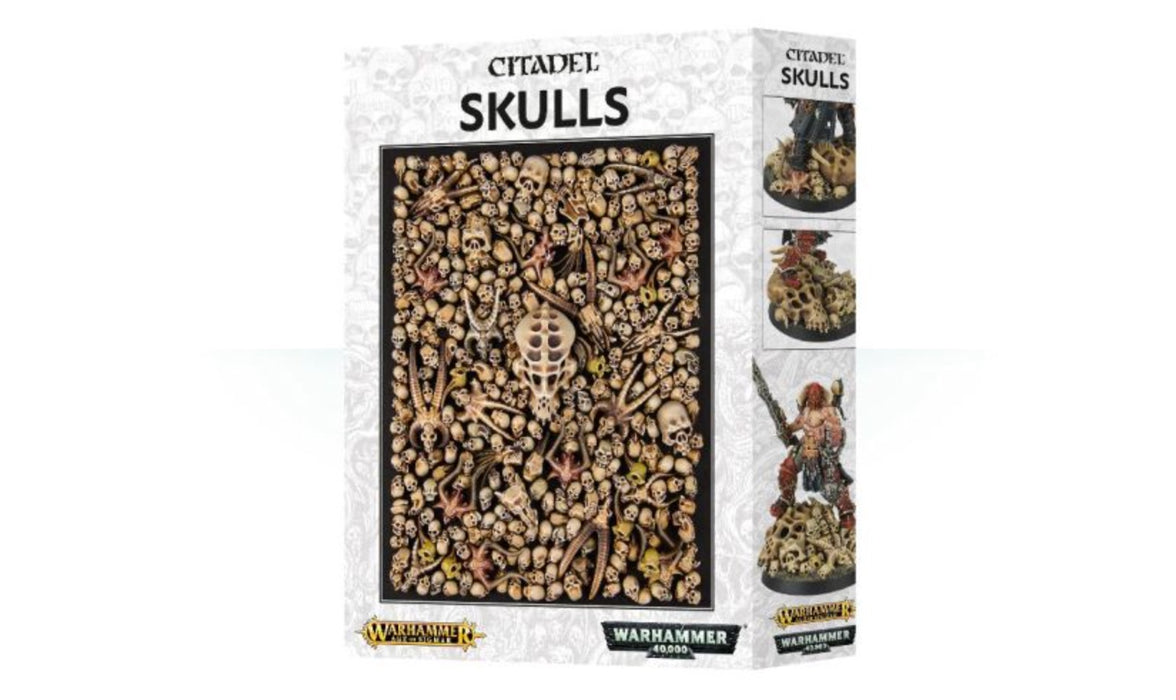 Warhammer Citadel Skulls packaging with detailed skulls and Warhammer logo.