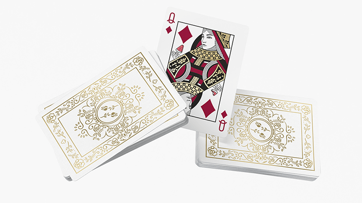 Black Roses White Gold Foil Playing Cards - Merchant of Magic