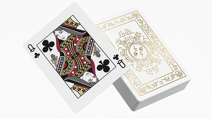 Black Roses White Gold Foil Playing Cards - Merchant of Magic