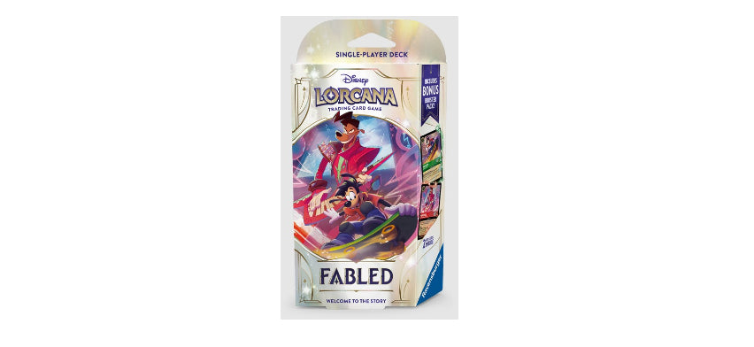 Disney Lorcana Starter Deck:  Fabled Set 9 Powerline and Max - Merchant of Magic Magic Shop