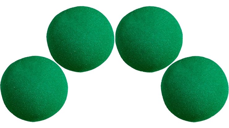 1 inch - 4 x Super Soft Sponge Balls - Green - Merchant of Magic