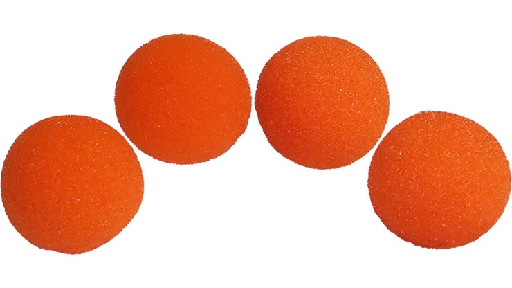 2 inch - 4 x Regular Sponge Balls - Orange - Merchant of Magic