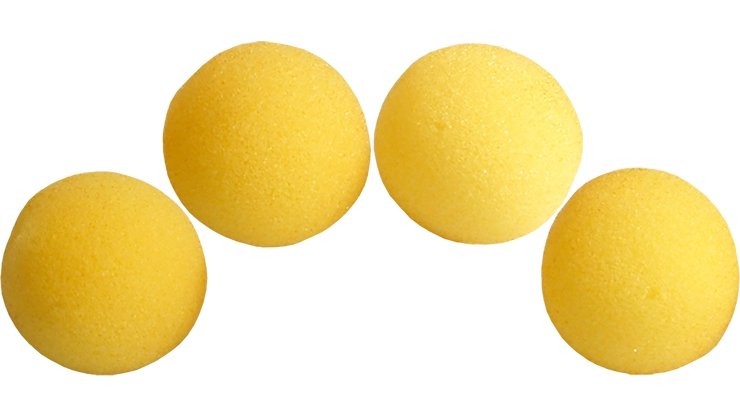 2 inch - 4 x Regular Sponge Balls - Yellow - Merchant of Magic