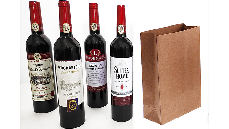 Wine Bottles From Paper Bag (4 Bottles) by Tora Magic - Trick - Merchant of Magic Magic Shop