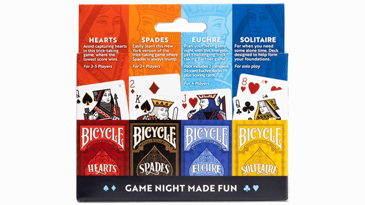 Bicycle 4 Game Pack (Euchre, Spades, Hearts and Solitaire) by US Playing Card - Merchant of Magic