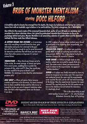 Bride Of Monster Mentalism - Volume 3 by Docc Hilford - DVD - Merchant of Magic