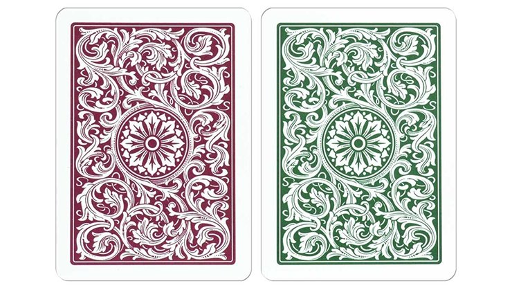 Copag 1546 Plastic Playing Cards Poker Size Regular Index Green and Burgundy Double-Deck Set - Merchant of Magic