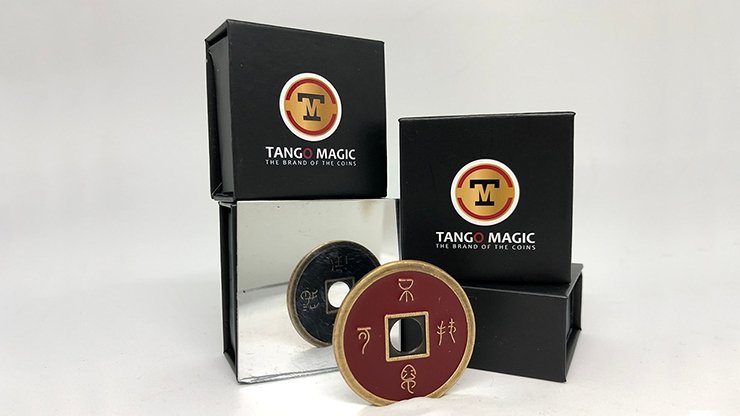 Dollar Size Chinese Coin (Black and Red) by Tango (CH037) - Merchant of Magic