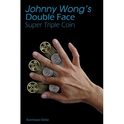 Double Face Super Triple Coin Eisenhower Dollar (with DVD) by Johnny Wong - Merchant of Magic