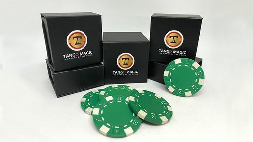 Expanded Shell Poker Chip Green plus 4 Regular Chips by Tango Magic - Merchant of Magic