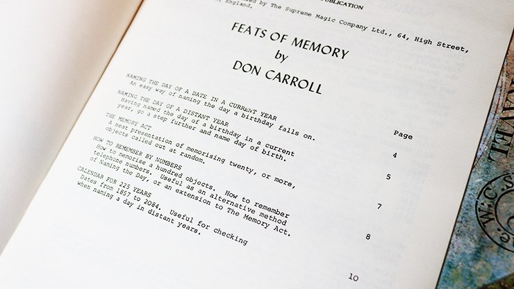 Feats of Memory by Don Carroll - Book - Merchant of Magic