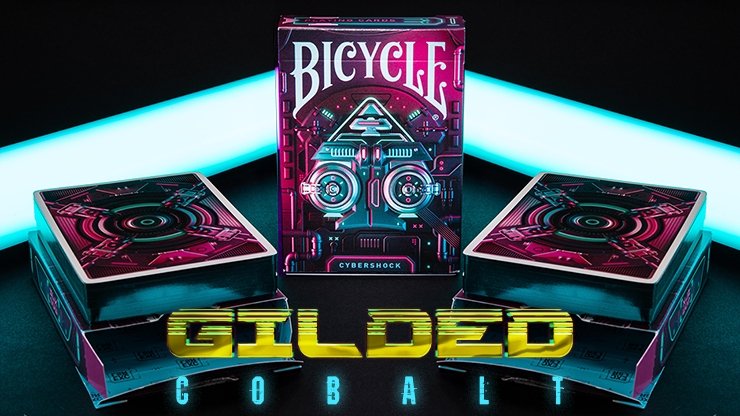 Gilded Cobalt Bicycle Cybershock Playing Cards - Merchant of Magic