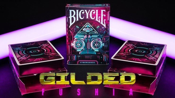 Gilded Fushia Bicycle Cybershock Playing Cards - Merchant of Magic