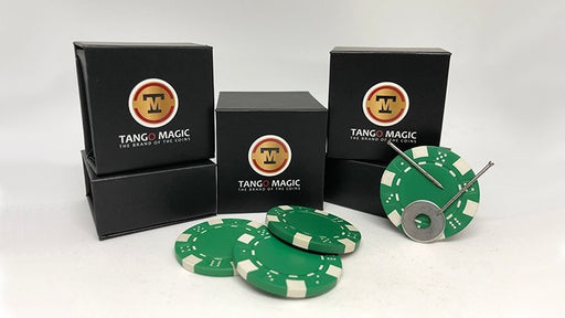 Magnetic Poker Chip Green plus 3 regular chips by Tango Magic - Merchant of Magic