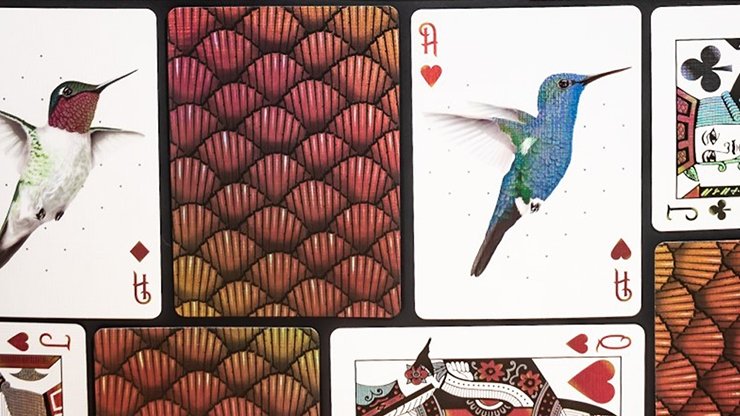 Marvelous Hummingbird Feathers (Red) Playing Cards by Kellar - Merchant of Magic