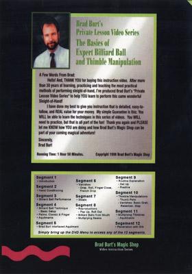 Private Lesson VS - Basics of Billiard Ball And Thimble Manipulation by Brad Burt - DVD - Merchant of Magic