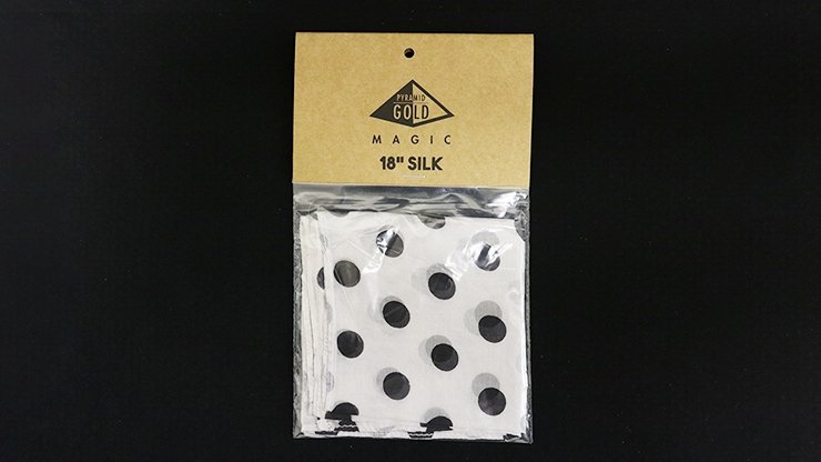 Silk 18 inch - White with Black Polka Dots by Pyramid Gold Magic - Merchant of Magic