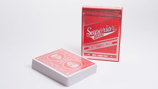 Superior Skull & Bones V2 (Red/Silver) Playing Cards by Expert Playing Card Co. - Merchant of Magic