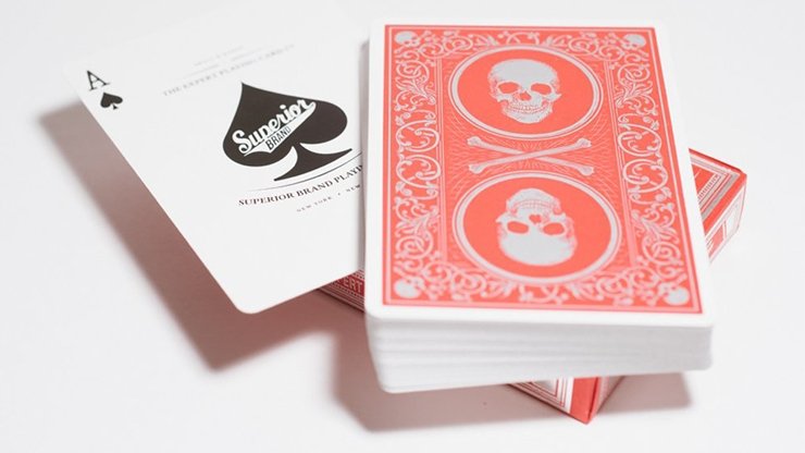 Superior Skull & Bones V2 (Red/Silver) Playing Cards by Expert Playing Card Co. - Merchant of Magic