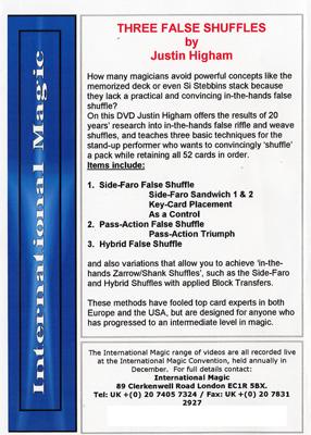 Three False Shuffles by Justin Higham - DVD - Merchant of Magic