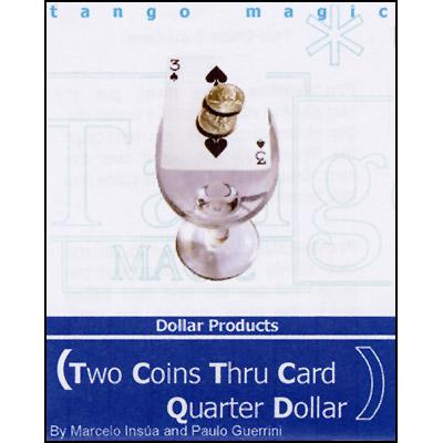 Two Coins Thru Card (D0019) (Quarter Dollar) by Tango - Merchant of Magic
