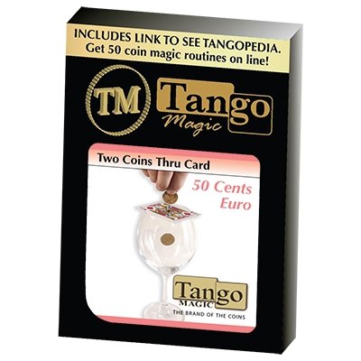 Two Coins Thru Card (E0016) (50 cent Euro) by Tango - Merchant of Magic